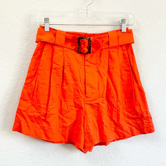 Show Me Your MuMu Percy Linen Shorts Tangerine Size XS - Picture 2 of 4